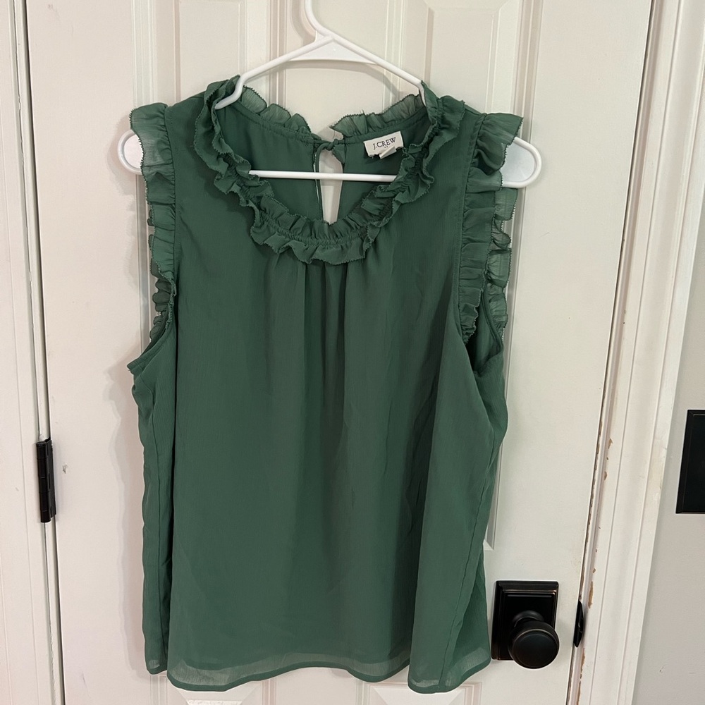 J. Crew Factory Sleeveless Blouse in Forest Green